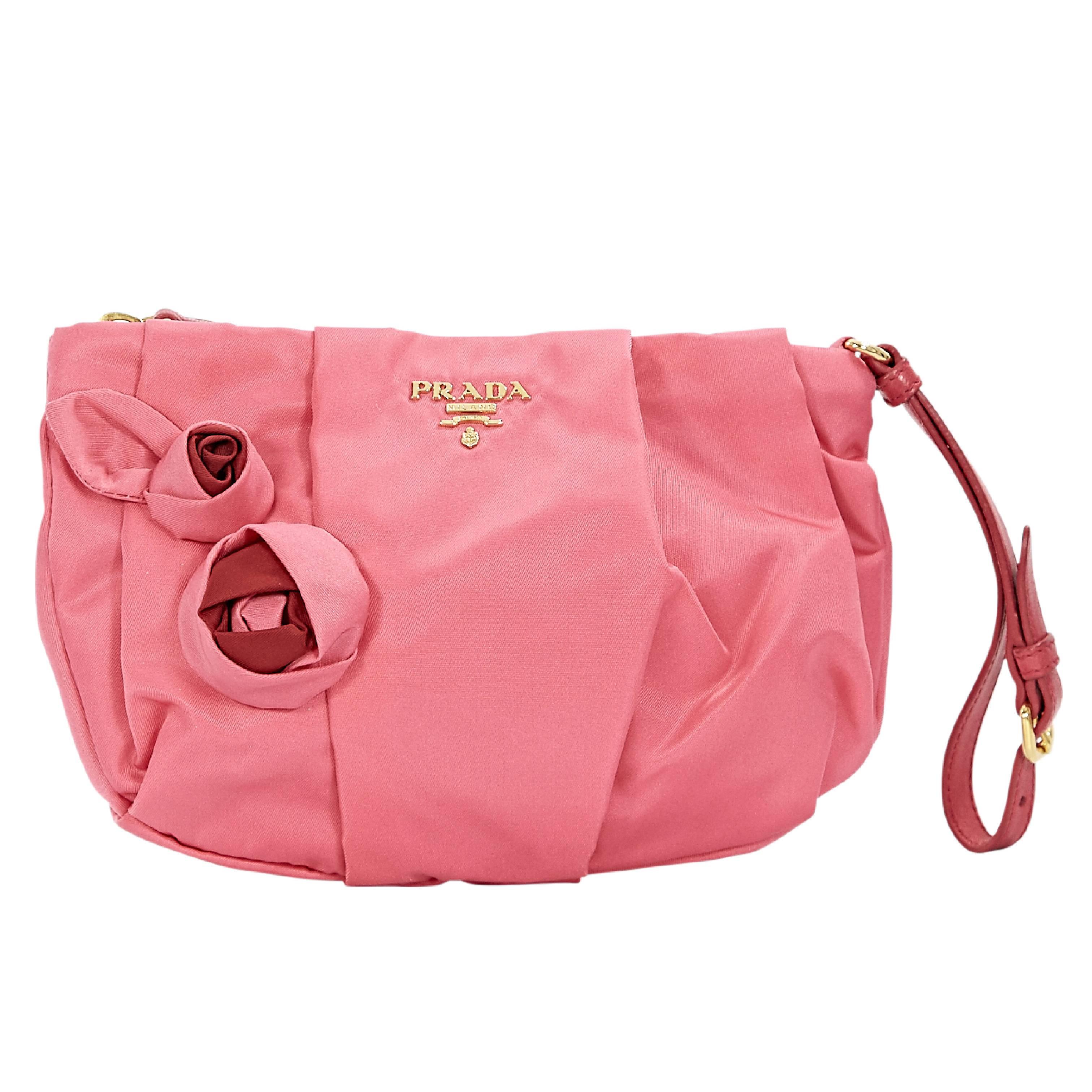 Pink Prada Satin Wristlet