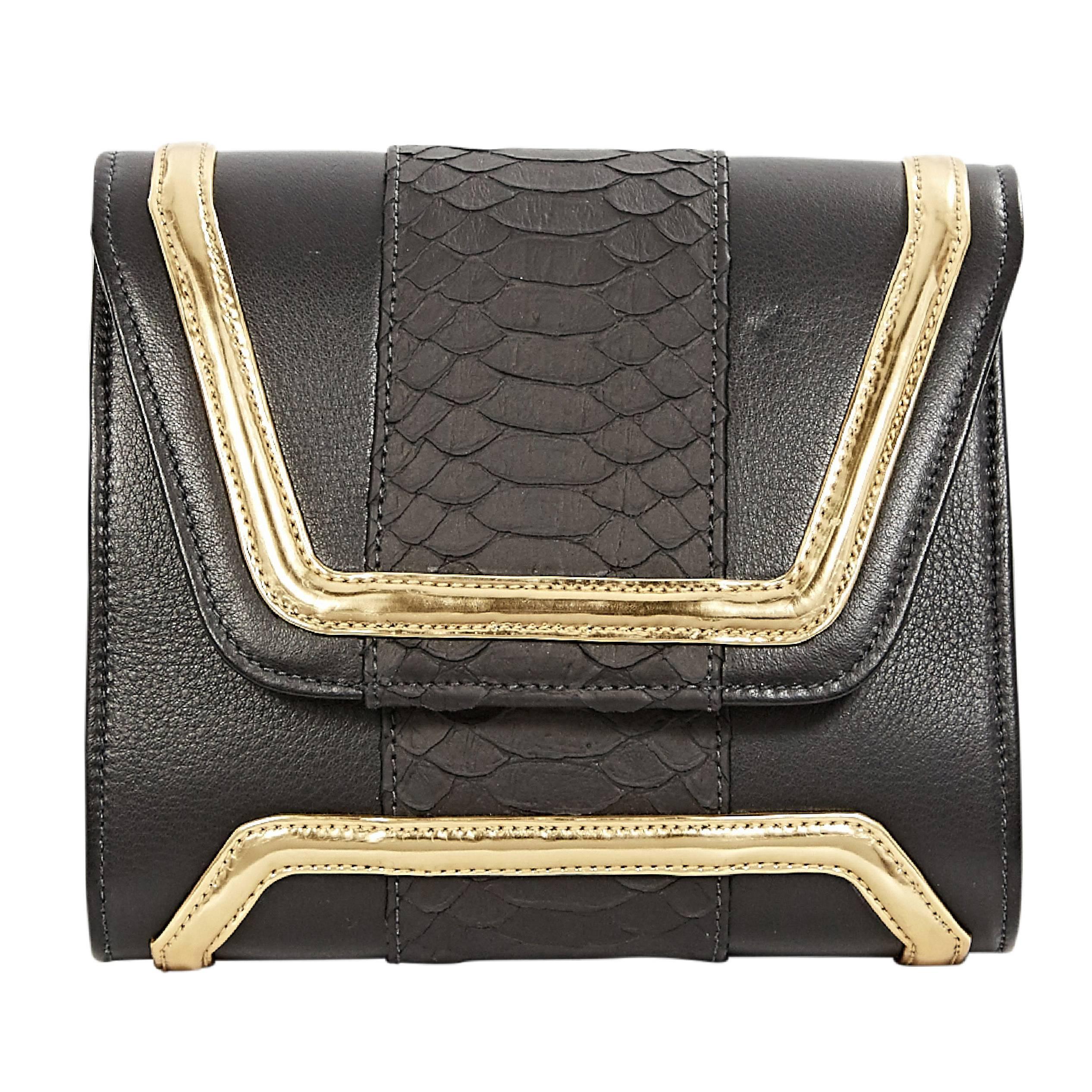 Black & Gold Yliana Yepez Leather Crossbody Bag