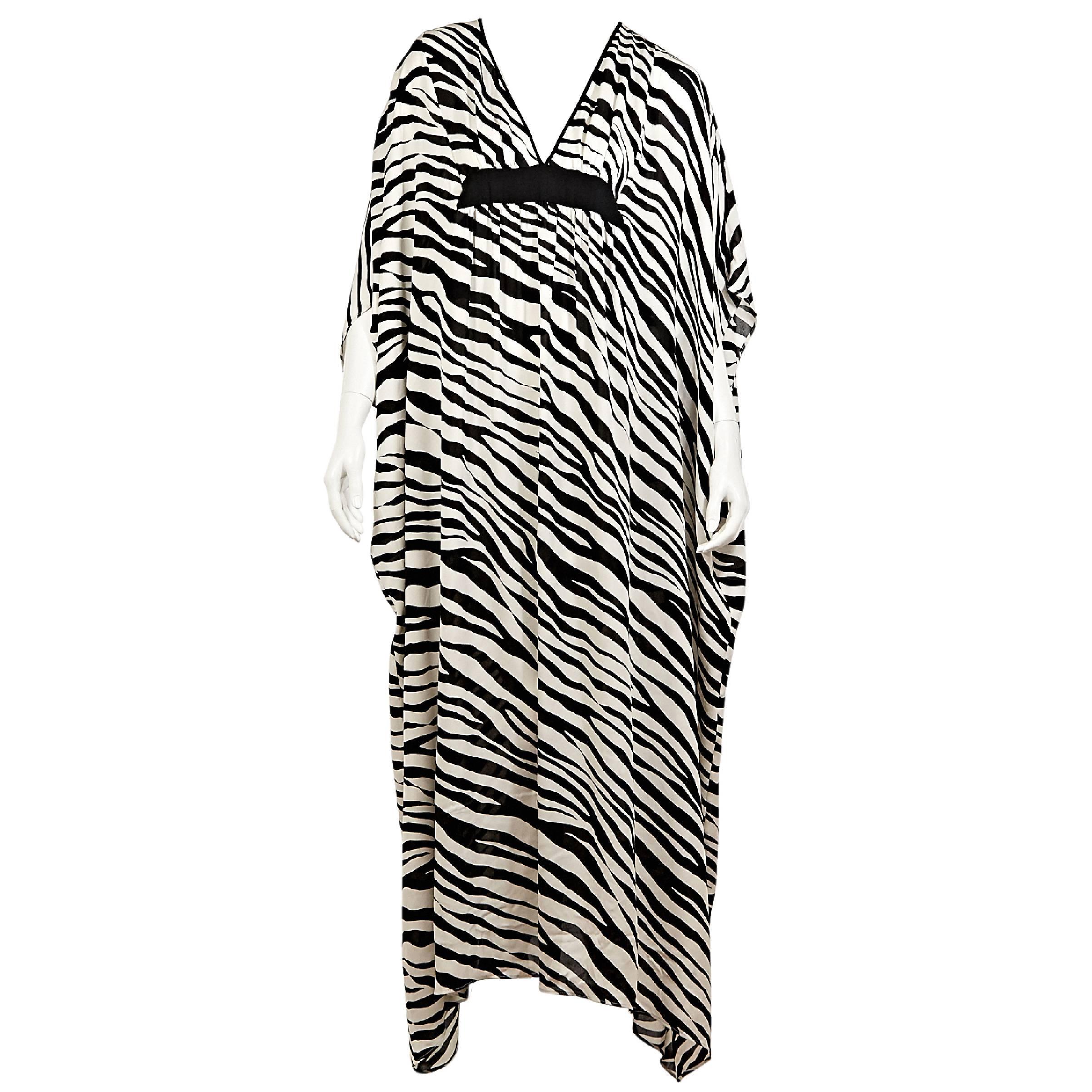 Black & White Michael Kors Zebra Silk Cover-Up