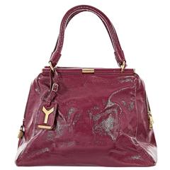 Magenta Yves Saint Laurent Patent Leather Tote Bag