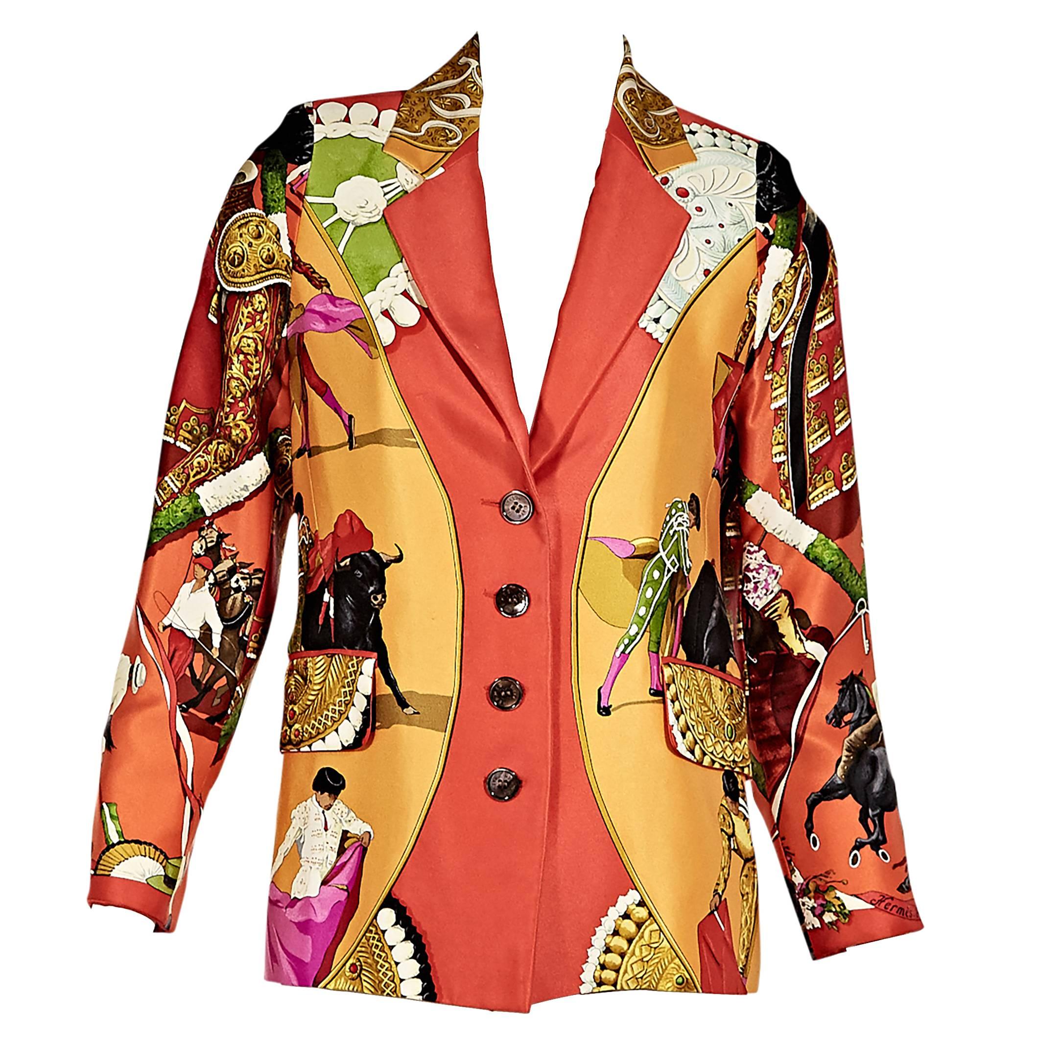 Multicolor Hermès Printed Silk Blazer