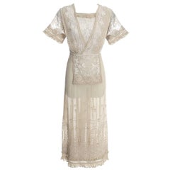 Edwardian Spitze bestickt Fine Vintage Kleid oder Hochzeitskleid