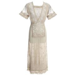 Edwardian Lace Embroidered Fine Vintage Dress or Wedding Dress