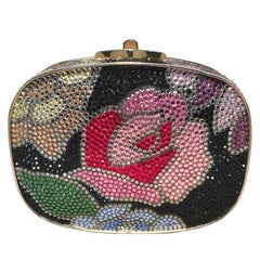 Judith Leiber Swarovski Crystal Black Floral Box Minaudiere