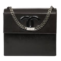 Handbag Black Leather Silver Chain