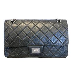 Chanel Black Aged Calfskin Reissue 227 Large Flap Bag Palladium Hardware