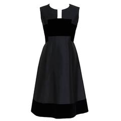 1966 Pierre Balmain Haute-Couture Black Silk & Velvet Mod Cocktail Dress 2