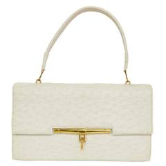 Hermes Vintage White Ostrich Piano Flap Bag GHW