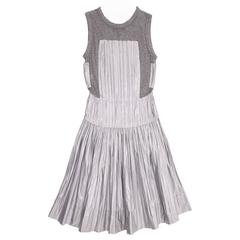 Louis Vuitton Grey Jersey & Silk Pleated Dress 6
