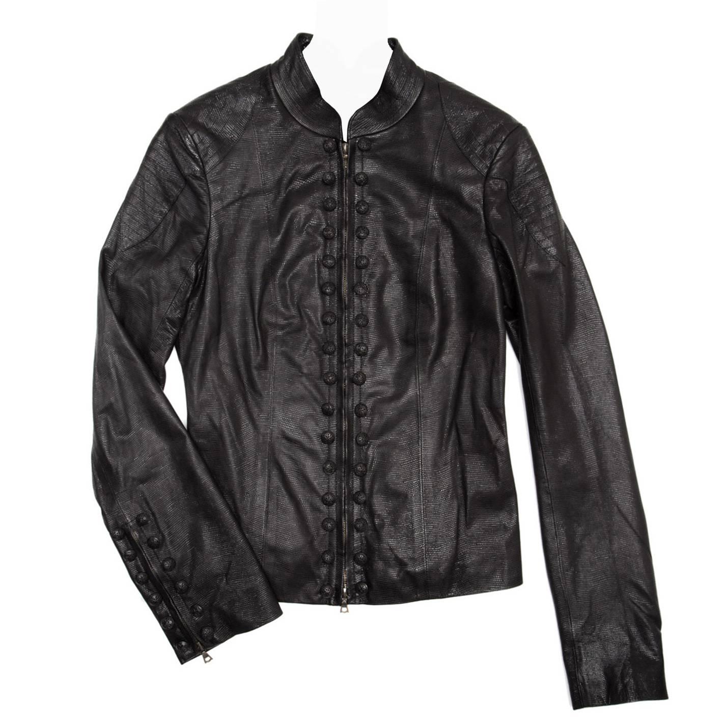 Lwren Scott Black Leather Zip Jacket For Sale