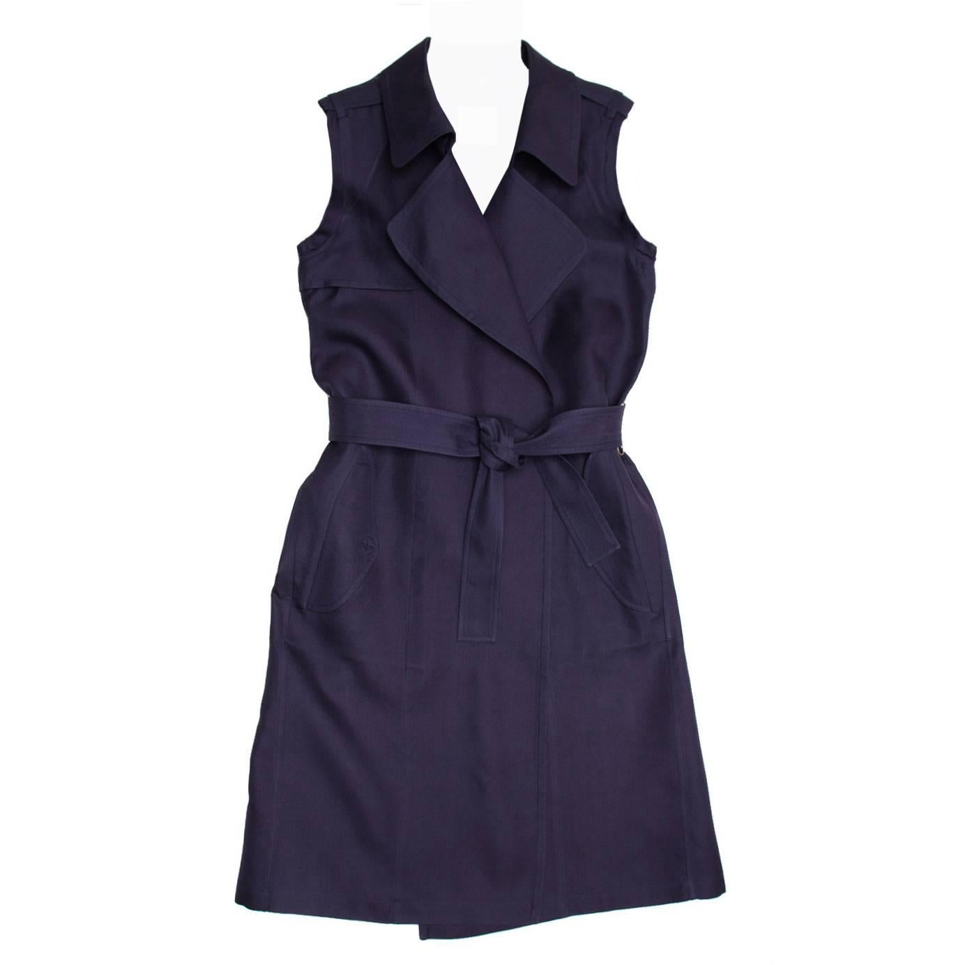 Lanvin Navy Sleeveless Trench Style Dress For Sale