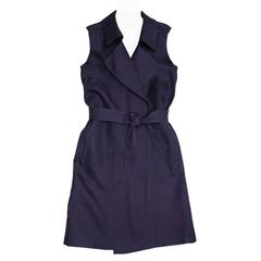 Lanvin Navy Sleeveless Trench Style Dress