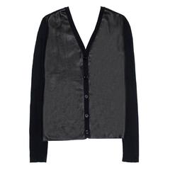 Loewe Black Cashmere & Leather Cardigan