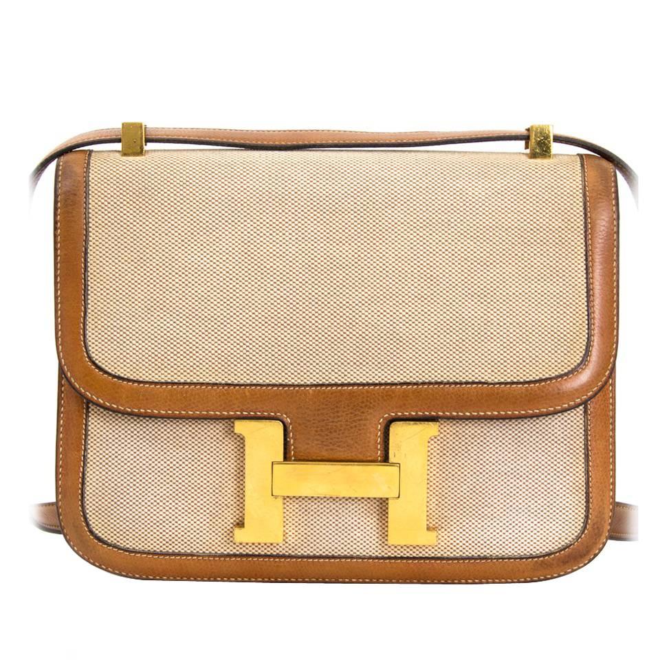 Hermes Constance Two-toned Toile ‘H’ Bag 23 cm 