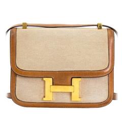 Hermes Constance Zweifarbige Toile 'H' Tasche 23 cm