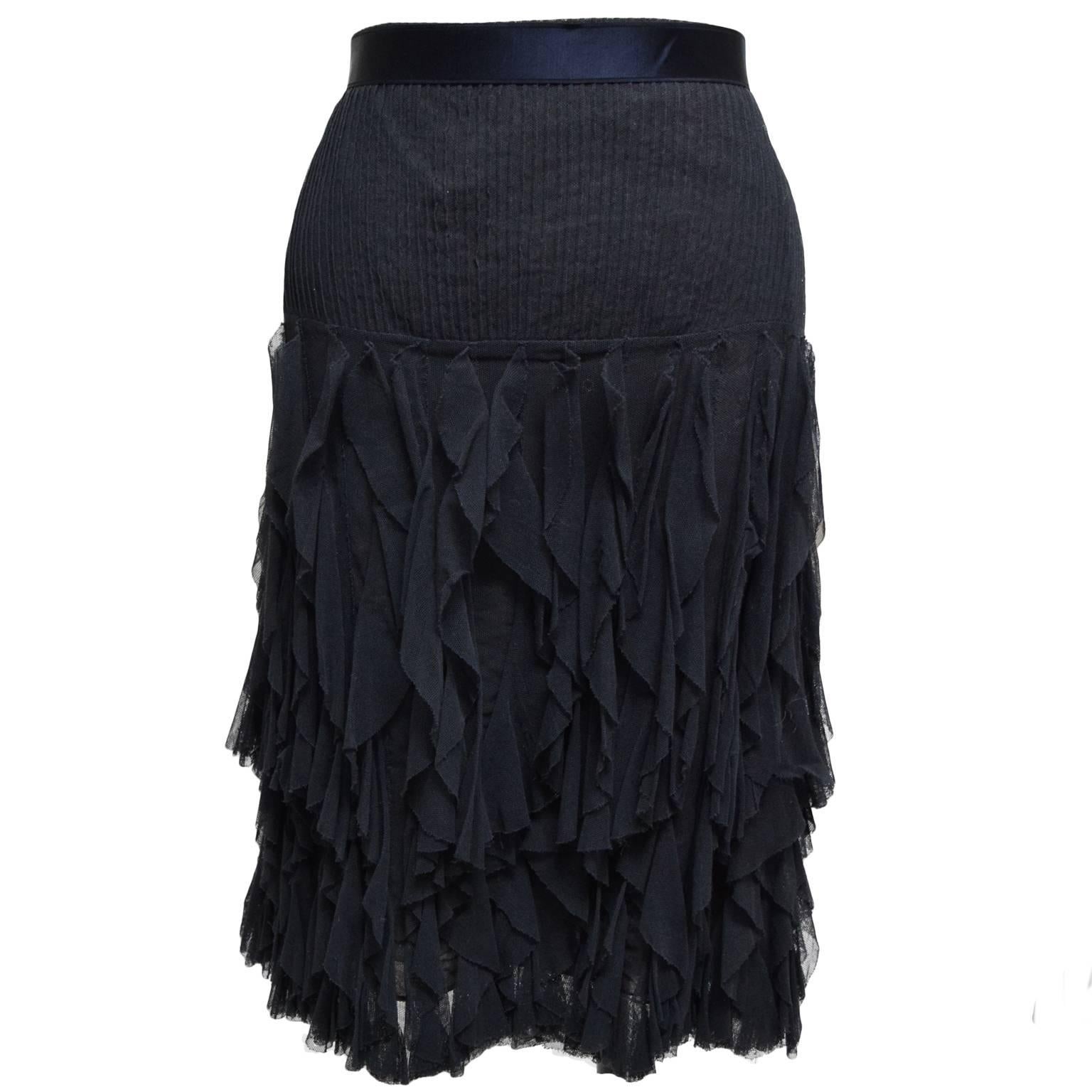 Oscar de la Renta Black Laser Skirt For Sale