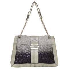 Fendi Grey Ombre Puckered Leather Flap Bag SHW