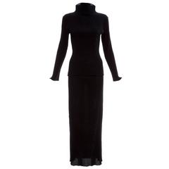 Issey Miyake Black Micro Pleated Orb Skirt Suit, Circa 1990's