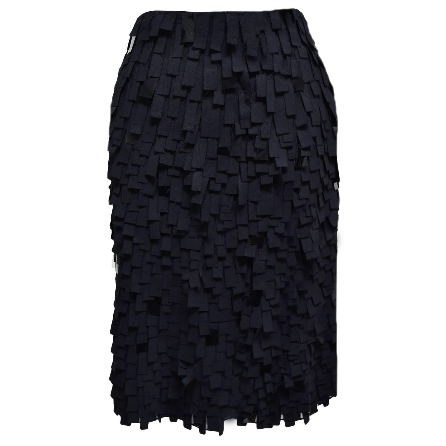 Carolina Herrera Black stripped patch Pencil Skirt For Sale