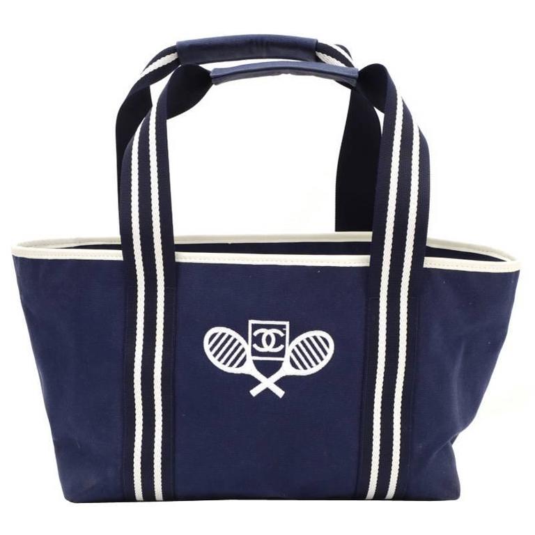 Chanel Sport Ligne Canvas Printed Tote - Blue Totes, Handbags - CHA789364