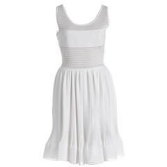 Alaia White Sleeveless Flare Skirt Open Weave Knit Dress (Size 38) NEW 