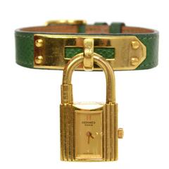 Hermes Vintage '94 Green Epsom Goldtone Kelly Watch 