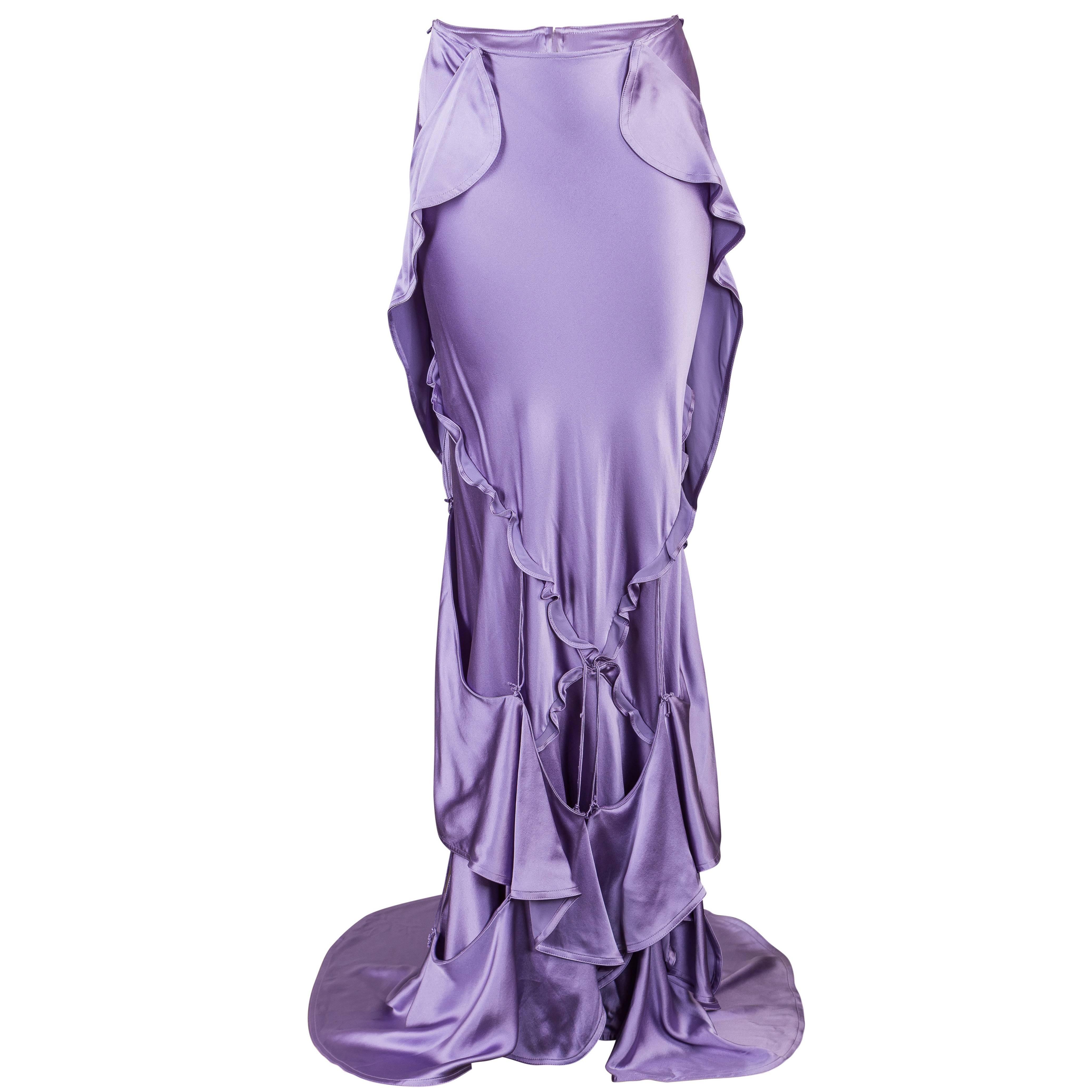 Tom Ford for Yves Saint Laurent Fall 2003 Lilac Silk Evening Skirt For Sale