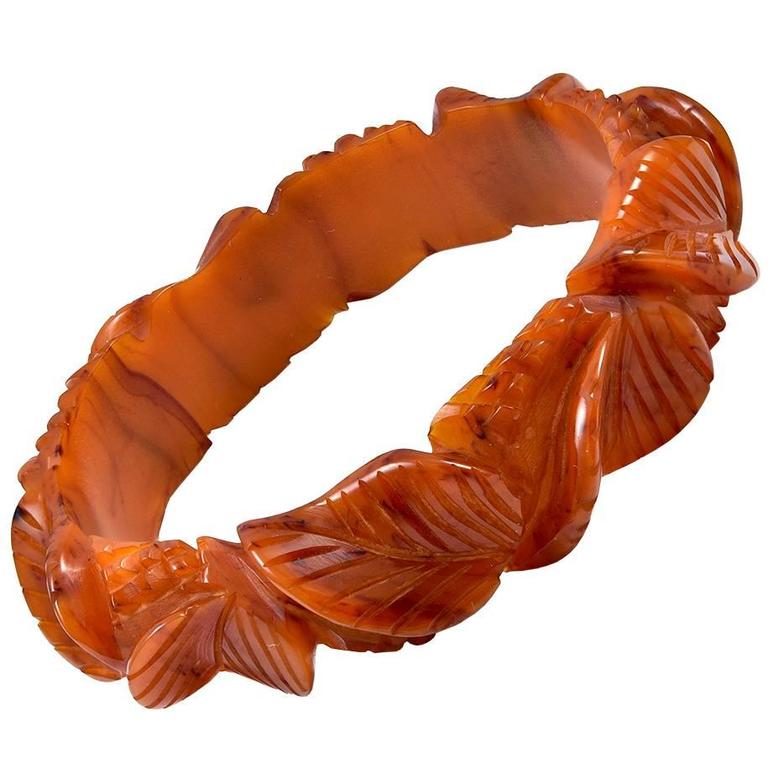 Lovely Carved Bakelite Bracelet For Sale