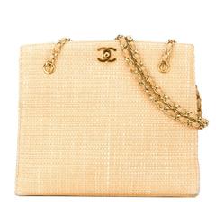 Vintage Chanel Straw Shopper Tote