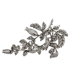 Vintage Faux Diamond Tremblant Lily of the Valley Flower Silver Runway Brooch Pin