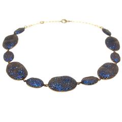 Sapphire Blue Rococo Pebble Necklace By JCM 