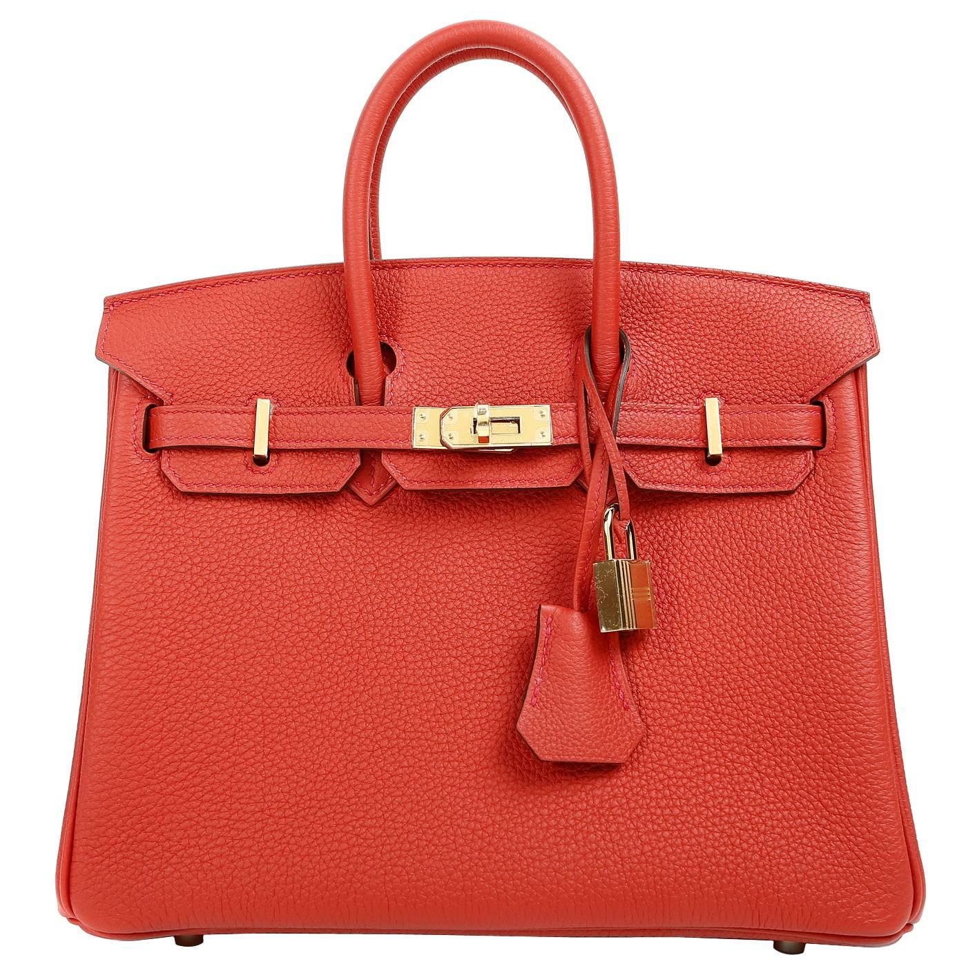 Hermès 25 cm Geranium Red Togo Birkin Bag with Gold HW