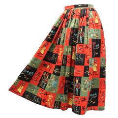 Vintage 1950s Jungle Print Circle Skirt 