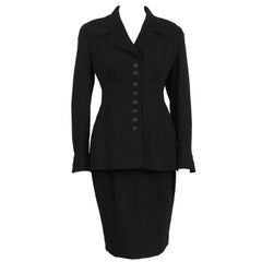 1980's Karl Lagerfeld Black Wool Suit 