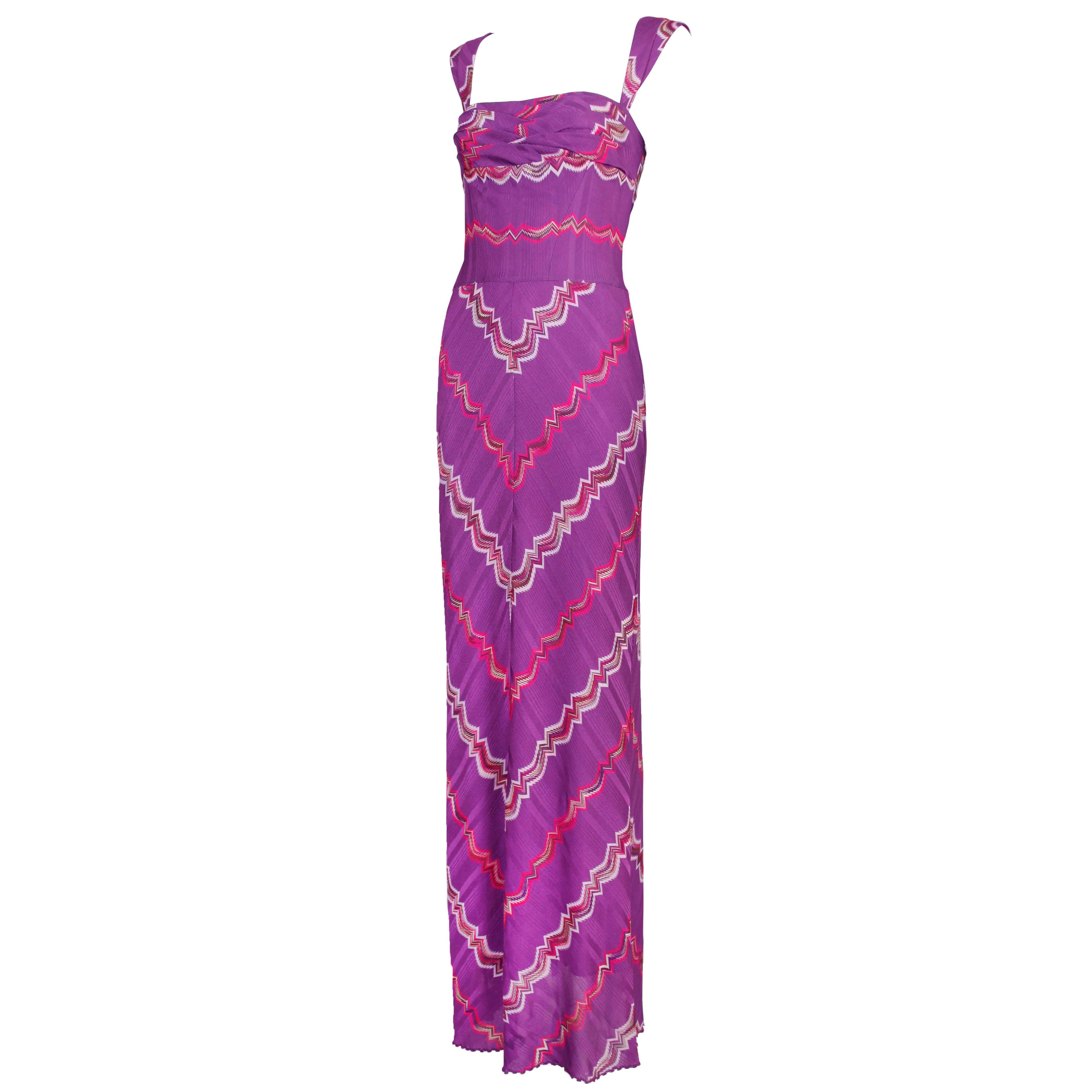 Missoni Purple Decorative Chevron Stripe Summer Dress