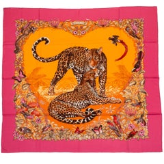 Hermès Kaschmir 55" Rosa Dschungel Liebe Schal
