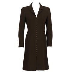 Retro Fall 1996 Chanel Brown Wool Coat Dress