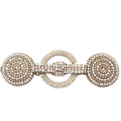 Vintage 1950s Signed Miriam Haskell Elongated Seed Pearl Brooch