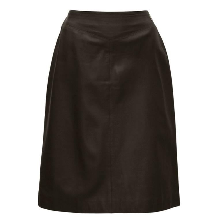 Spring 1999 Chanel Dark Brown Leather Skirt 