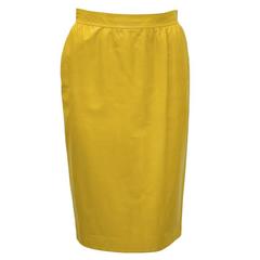 1980's Emanuel Ungaro Mustard Leather Skirt 4