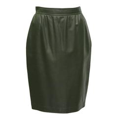 1980's Emanuel Ungaro Forest Green Leather Skirt 11