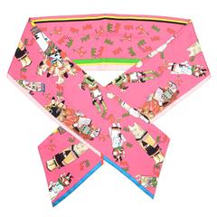 Hermes Rare Kermit Oliver Multi-Color Silk "Kachina" Maxi Twilly Scarf