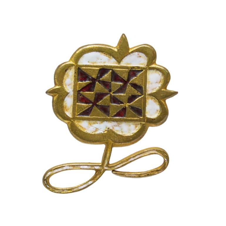 1950's Line Vautrin Gilded Bronze Wearable Art Flower Pin