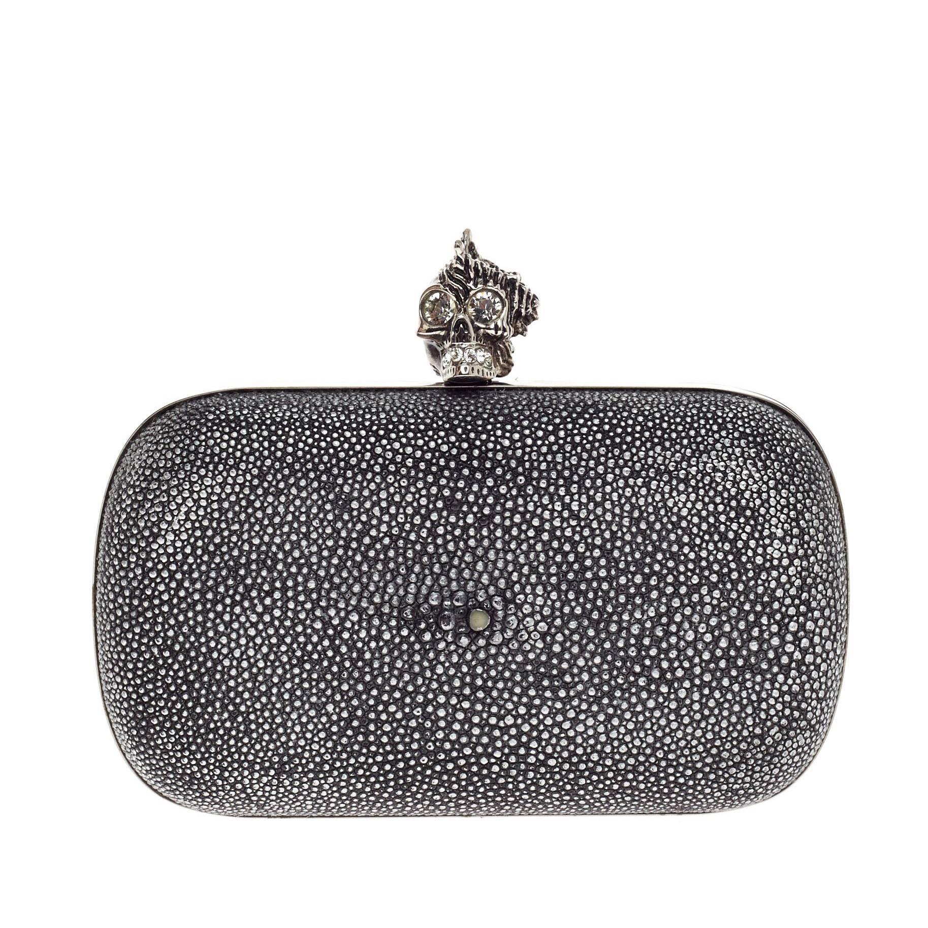 Alexander McQueen Skull Box Clutch Stingray Small