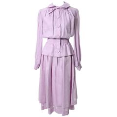 1970s Vintage Valentino 2 pc Linen Dress Purple Made in France 5