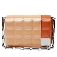 Chanel Orange Satin Square Quilted Wristlet