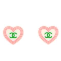 Chanel Heart Shape CC Clip On Earrings