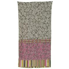 Kenzo Taupe & Pink Leaf Print Silk Scarf