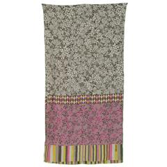 Kenzo Taupe & Pink Leaf Print Silk Scarf