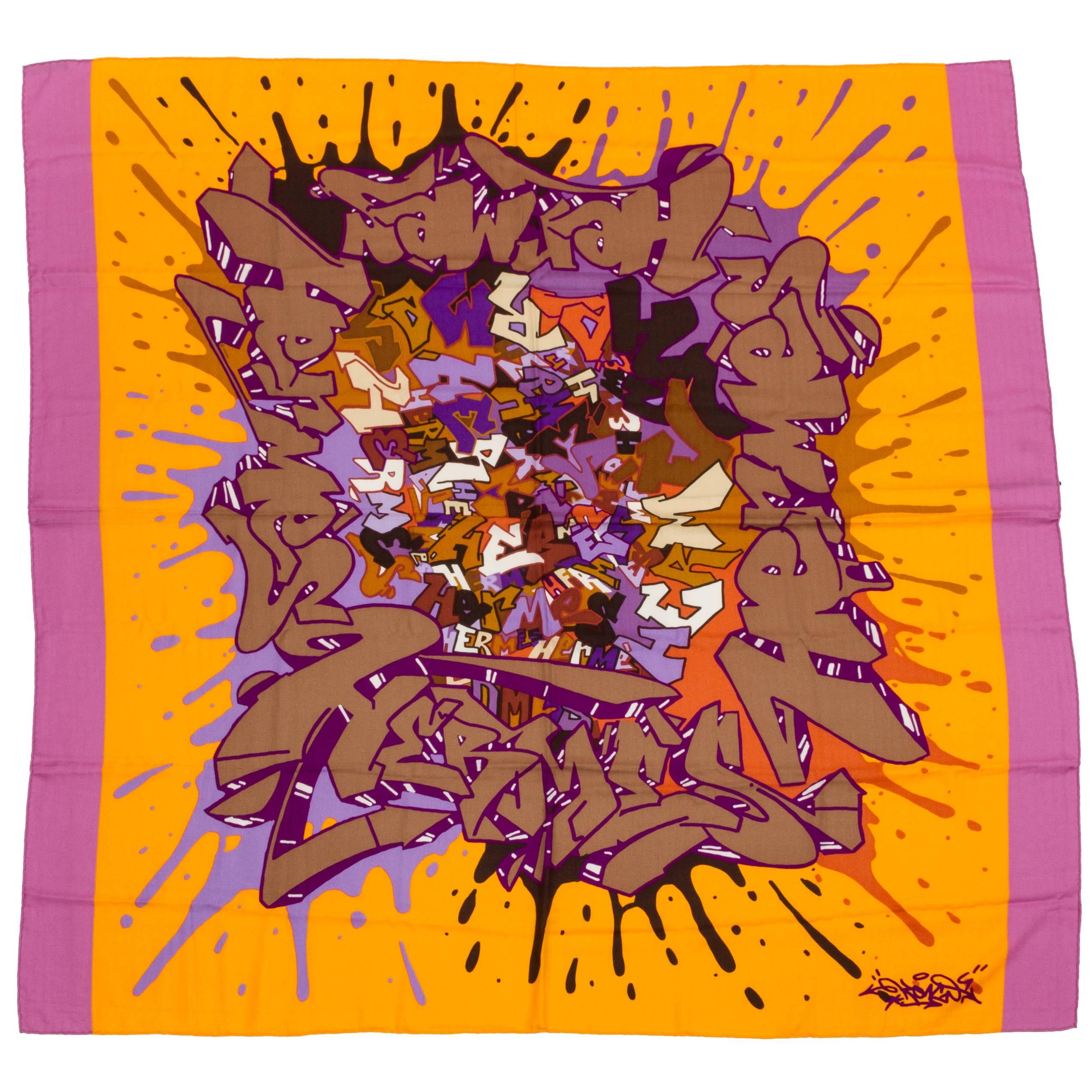 Hermès Collectible Cashmere 54" Graffiti Scarf Shawl